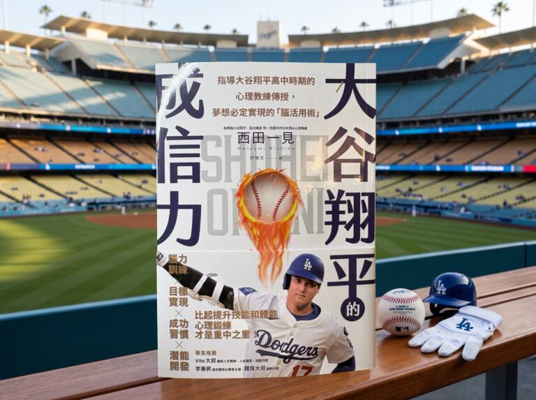 《大谷翔平的成信力》書封，背景為棒球場